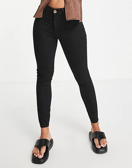 

Черные джинсы скинни средней посадки River Island Molly