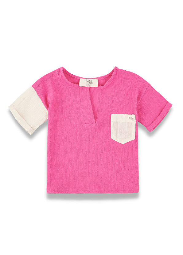 Розовая футболка с цветными блоками и великолепным воротником с одним карманом Lally Things lally caitriona eggshells