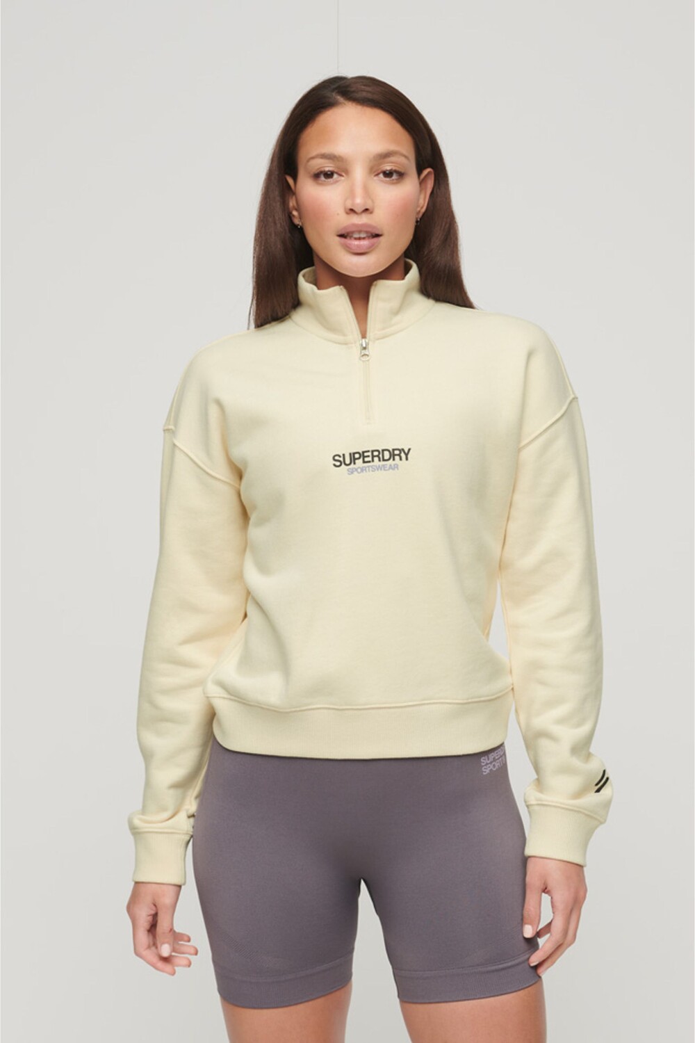 

Свободный свитшот на молнии с логотипом Sportswear Superdry, бежевый
