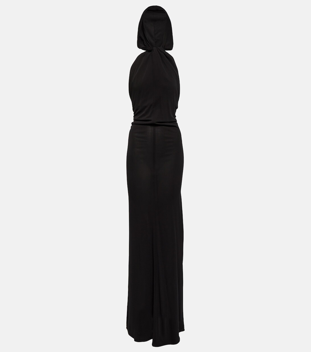 

Платье из крепового джерси с капюшоном SAINT LAURENT, черный