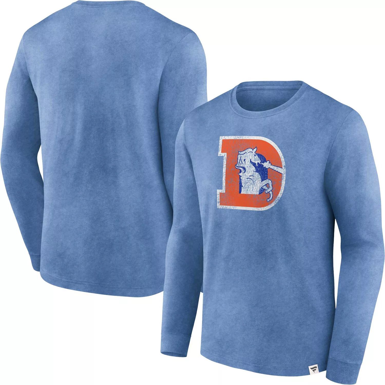 

Мужская мытая футболка с длинными рукавами и фирменным логотипом Heather Royal Denver Broncos Fanatics