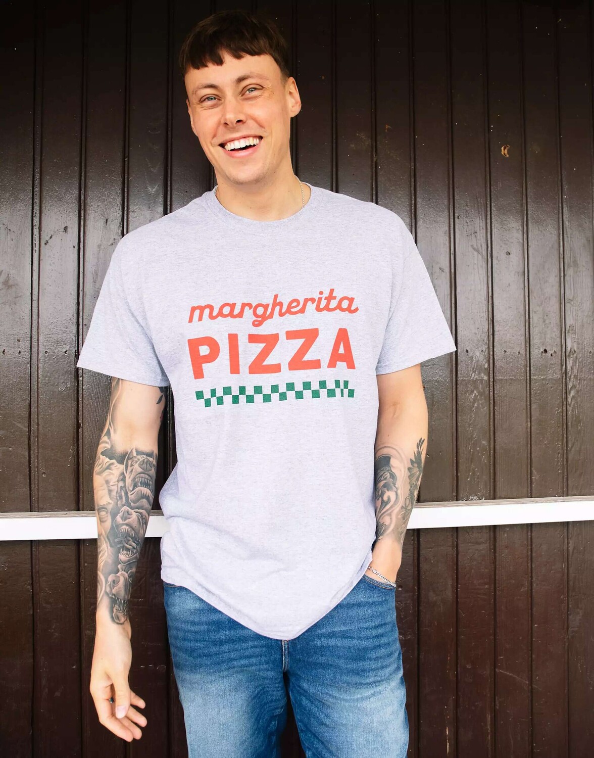 

Серая футболка с надписью Margherita Pizza Batch1, Серый