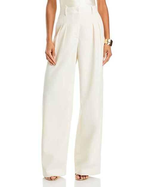 

Adams Широкие брюки со складками LoveShackFancy, цвет White