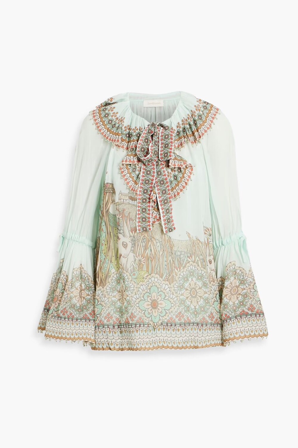 

Шифоновая блузка, украшенная бисером Zimmermann, мятный