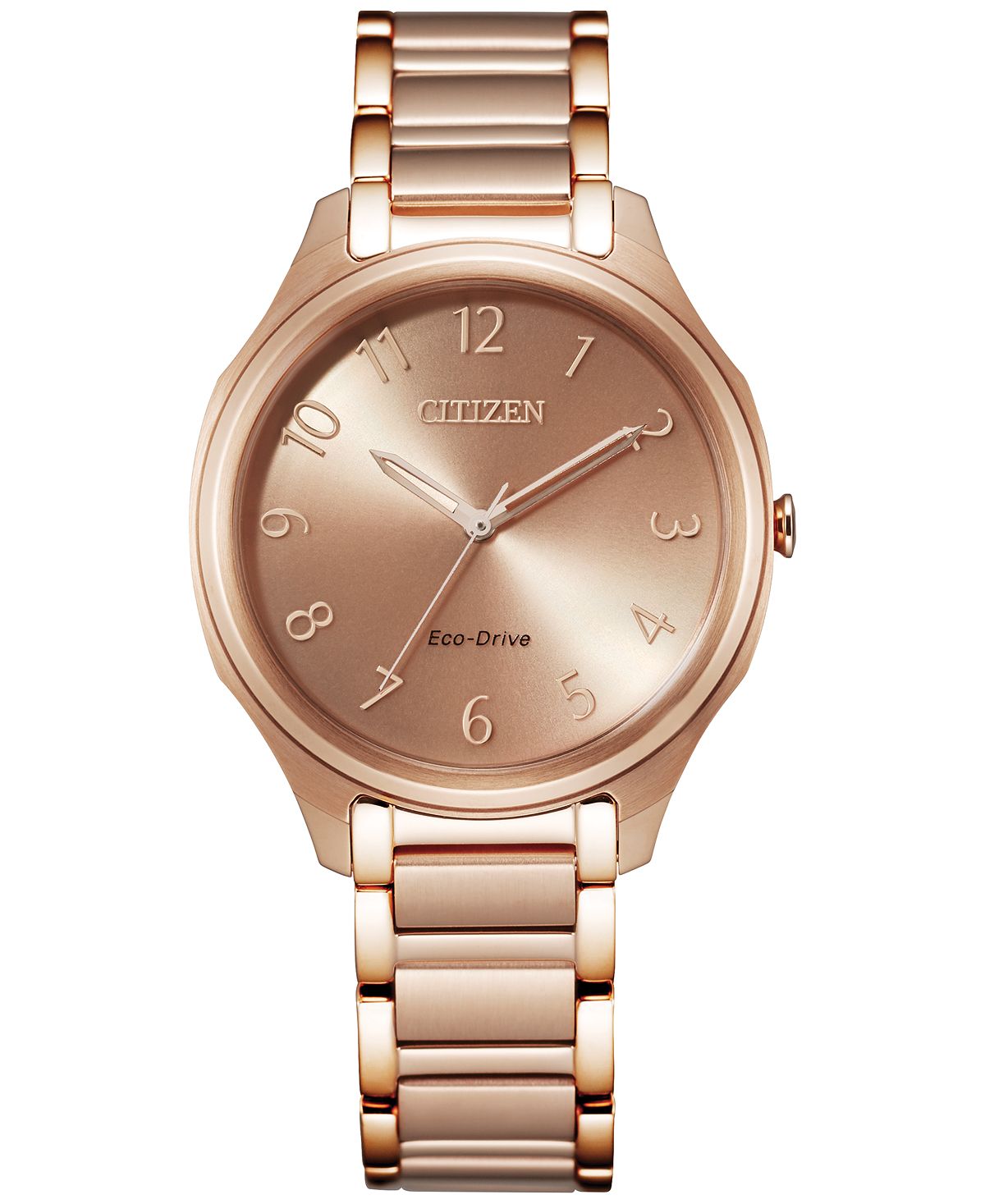 цена Женские часы Eco-Drive с браслетом из нержавеющей стали цвета розового золота, 35 мм Citizen, золотой
