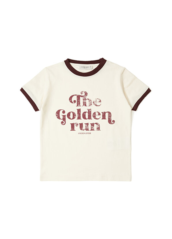 Кремовая футболка с логотипом для мальчика Golden Goose декор напольный golden tile вулкано бежевый 40х40