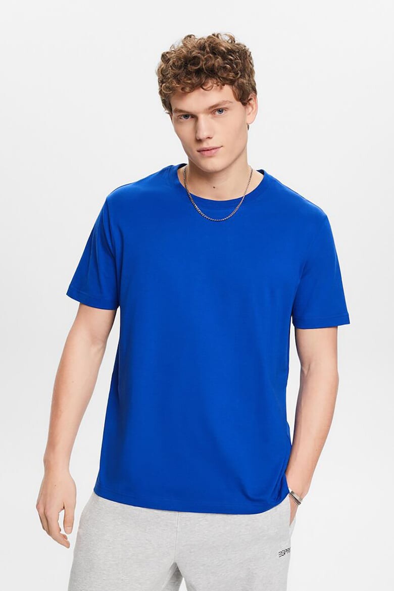 

Однотонная футболка с овальным вырезом Esprit, синий