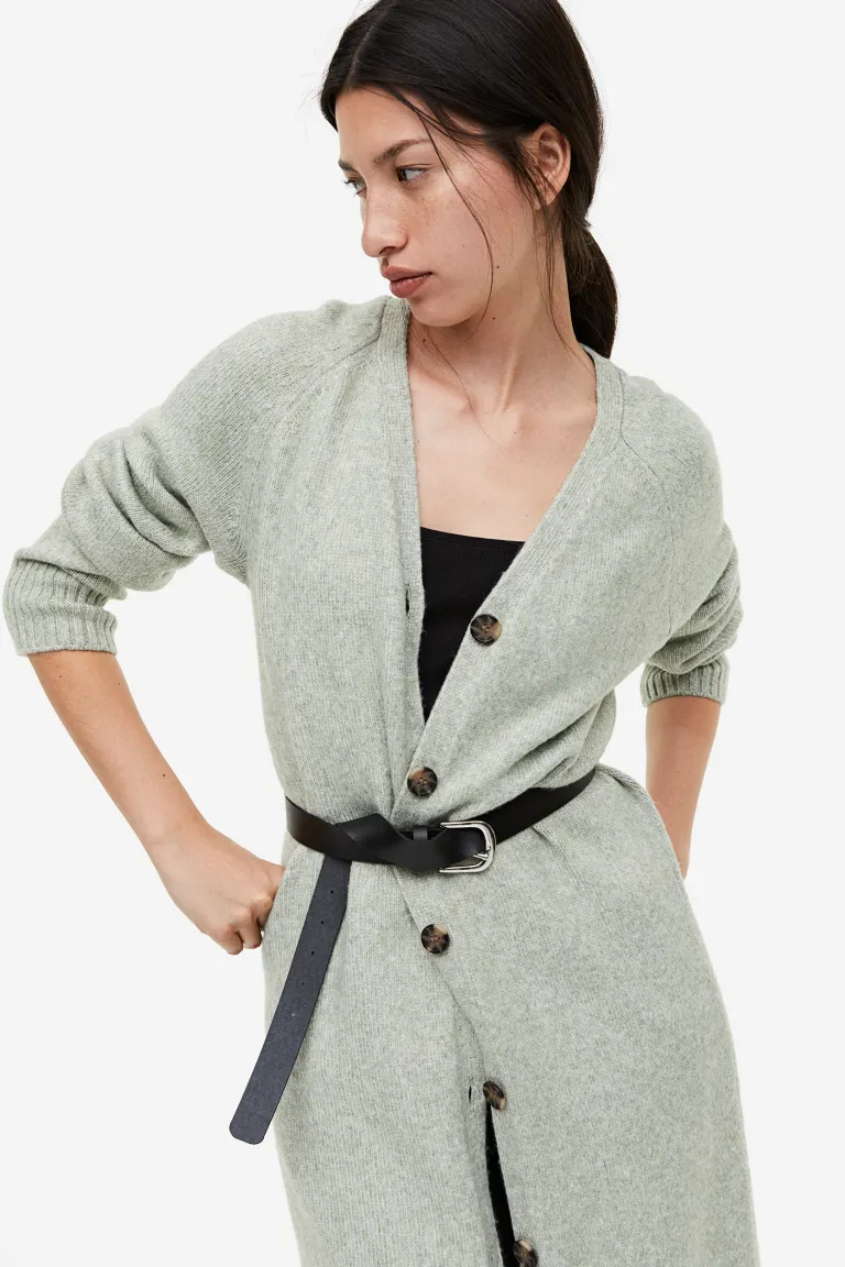 

Кардиган-платье тонкой вязки H&M, зеленый
