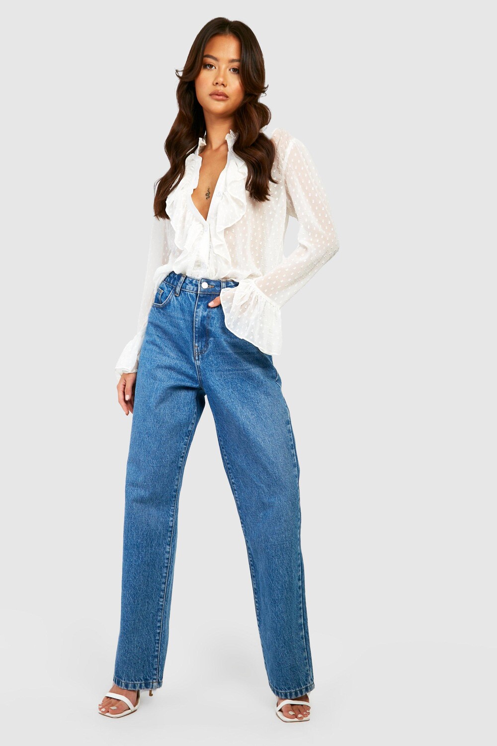 

Блузка добби с рюшами Boohoo, белый