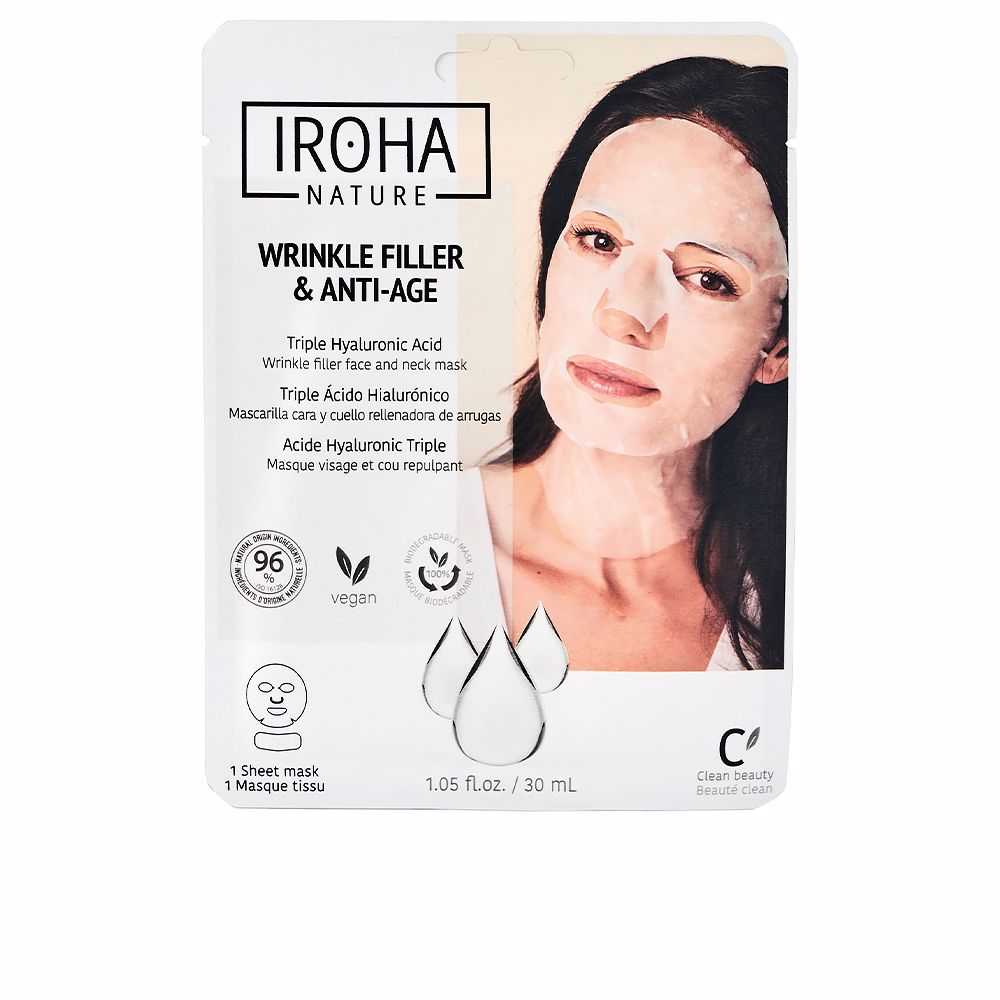 Маска для лица Mascarilla facial tisú rellenadora & anti-aging triple ácido hialurónico Iroha nature, 30 мл