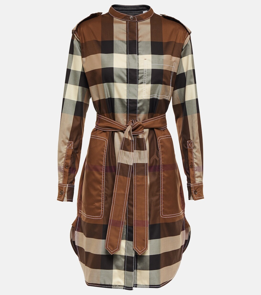 

Платье-рубашка из хлопкового твила в клетку Vintage Check BURBERRY, разноцветный