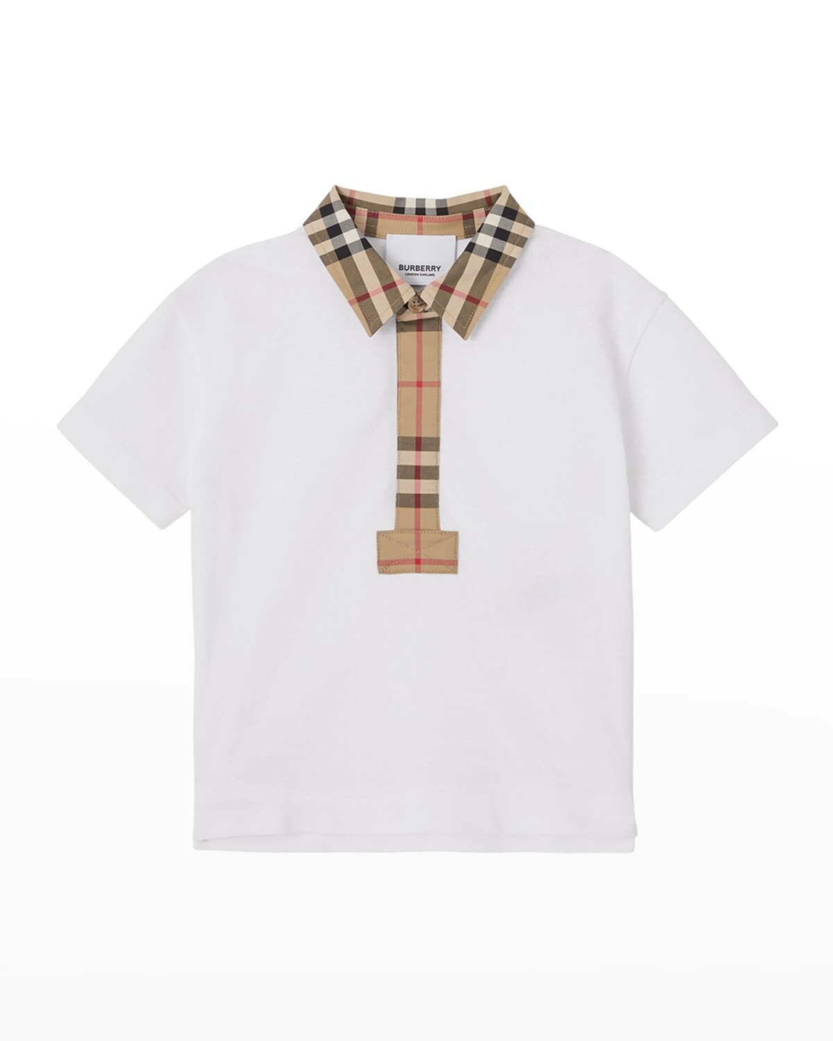 

Рубашка-поло Johane в микро клетку для мальчика Burberry, цвет White