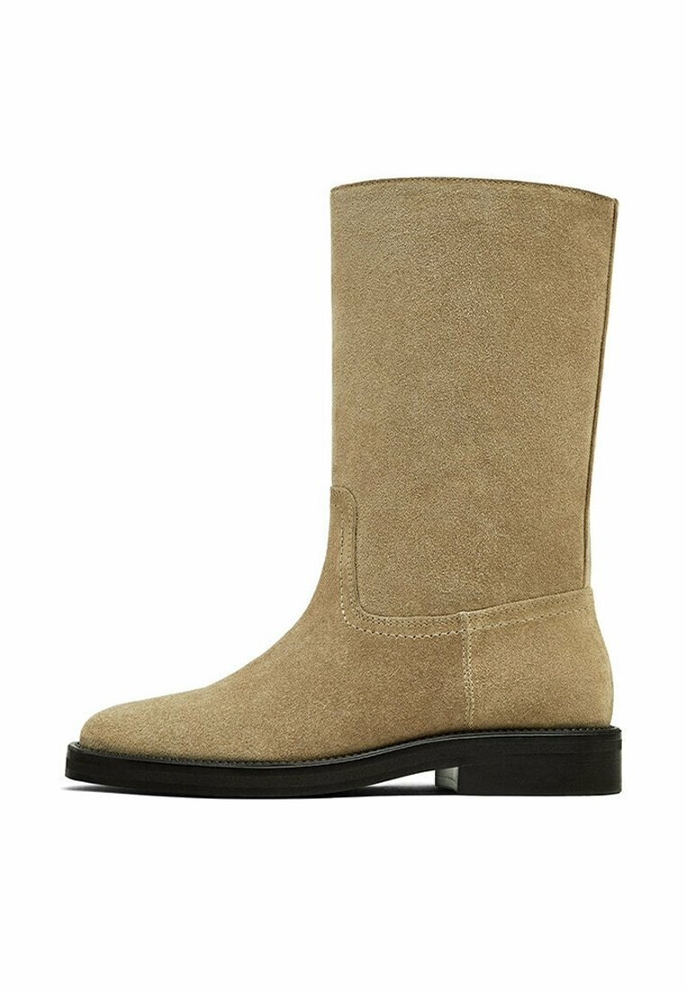 

Высокие сапоги Flat Split Massimo Dutti, цвет sand