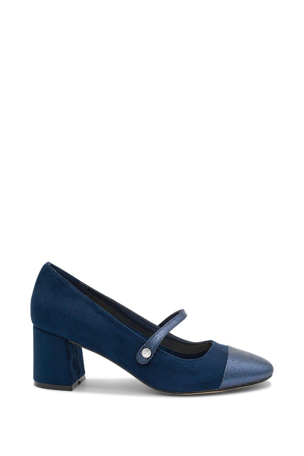 Туфли на среднем каблуке из микрозамши 'Kacey' Mary Jane Paradox London, темно-синий