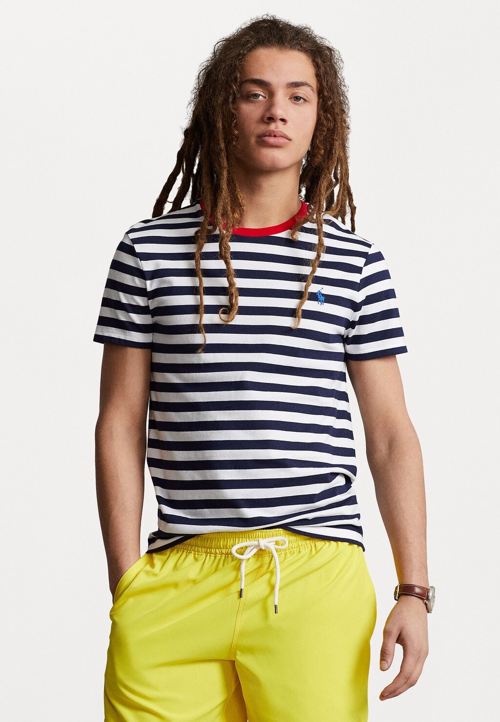 

Футболка с принтом SHORT SLEEVE Polo Ralph Lauren, темно-синий/белый