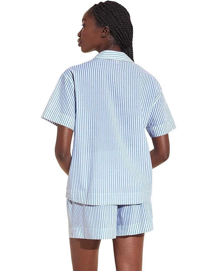

Пижамный комплект Eberjey Organic Sandwashed Cotton Printed - The Short PJ Set, цвет Nautico Stripe Azure