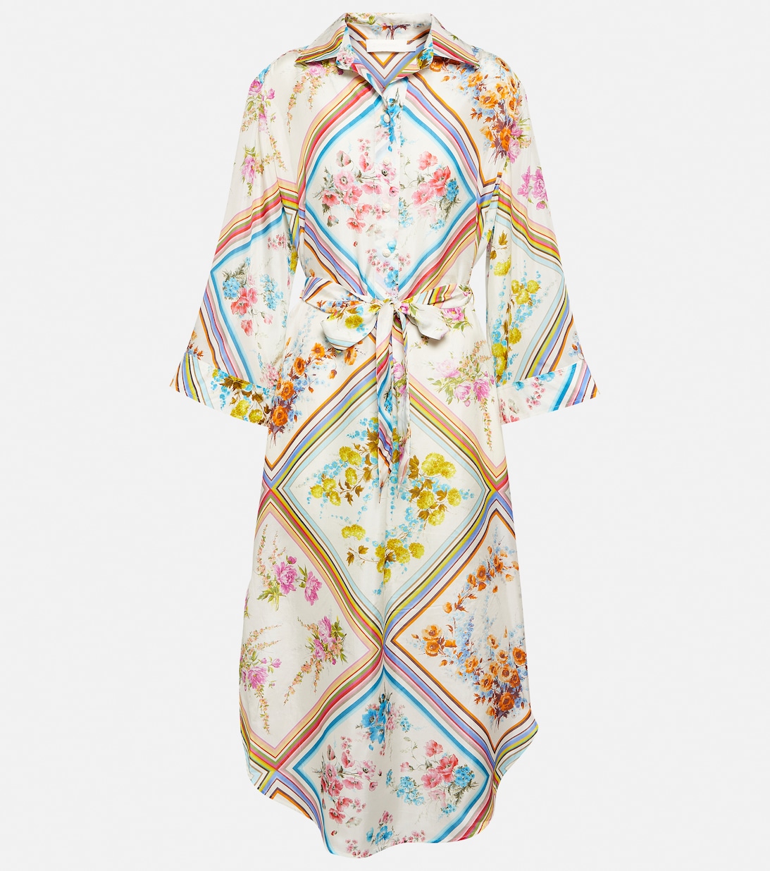 цена Платье миди Halcyon с цветочным принтом ZIMMERMANN, разноцветный