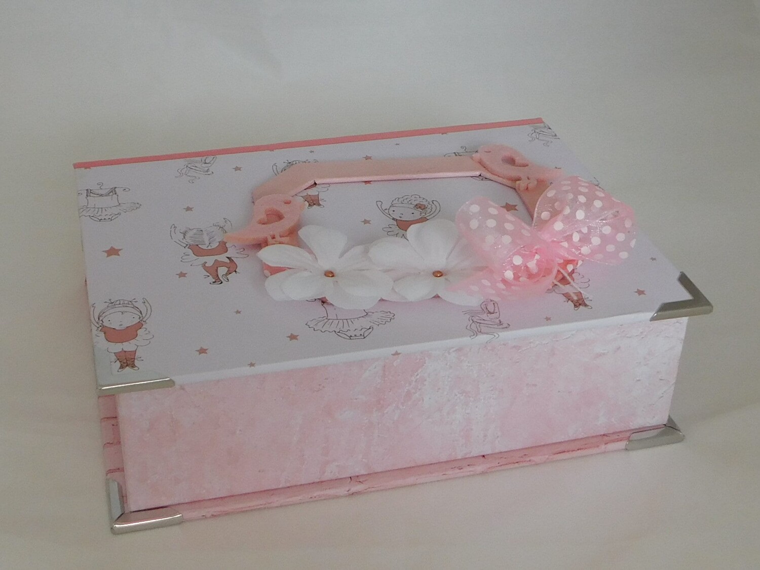 

Niedliche Klappbox für Babys Schachtel Fotokiste Geschenkverpackung Erinnerung Schatzkiste Sammelbox Taufgeschenk rosa für Mädchen