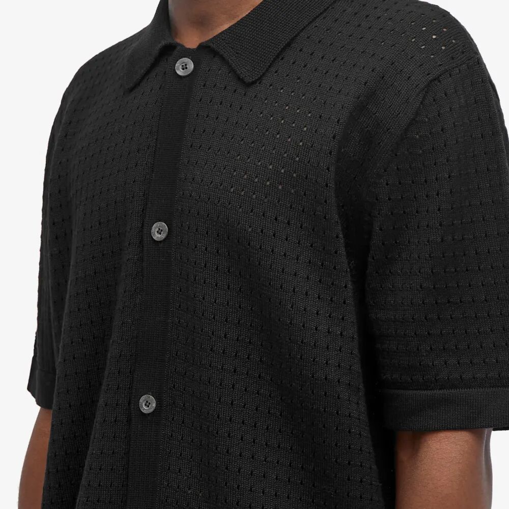 Corridor Трикотажная рубашка с короткими рукавами Pointelle, черный