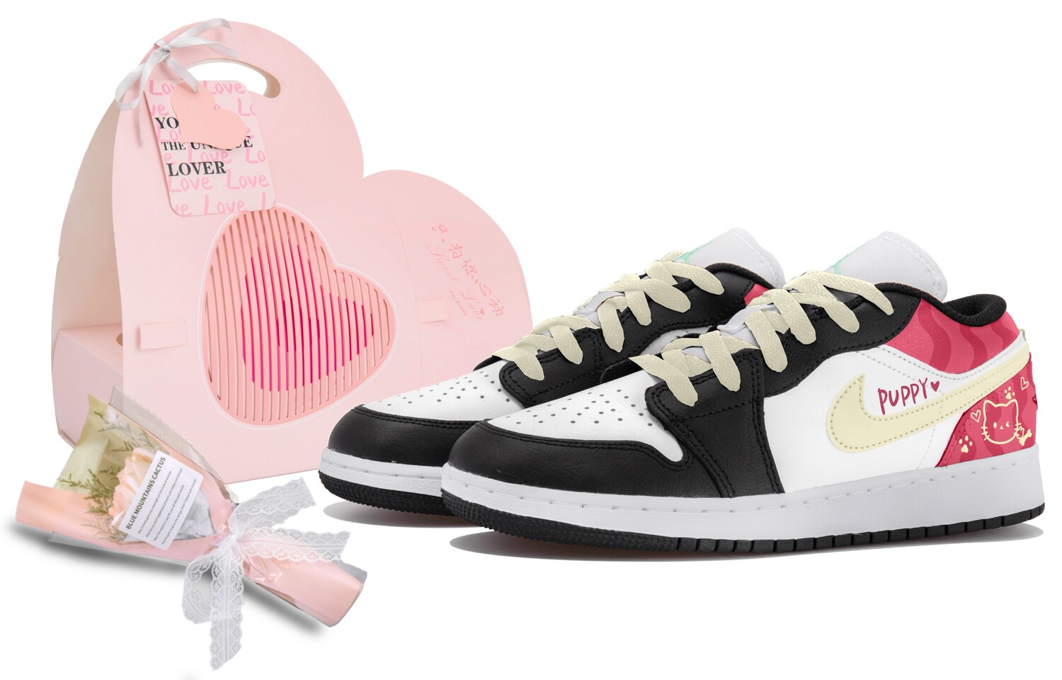 

Кроссовки Air Jordan 1 Vintage Basketball Shoes Women's Low-top Beige/black/pink, цвет Rice powder