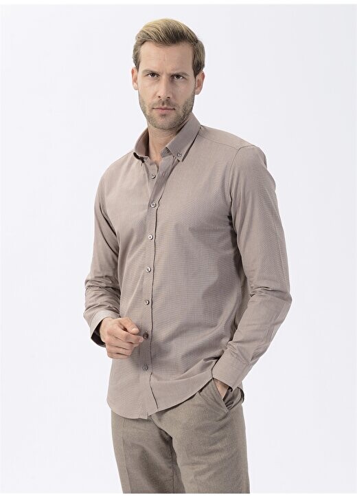 

Коричневая мужская рубашка Slim Fit 4AX200000052 Altınyıldız Classics, коричневый