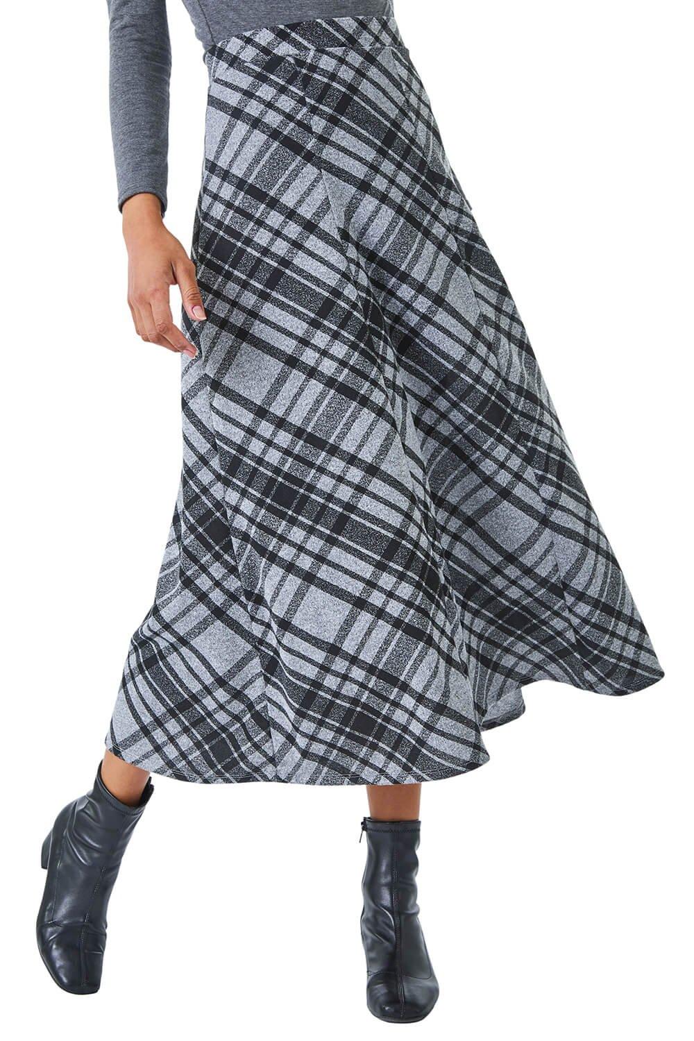 Эластичная юбка в клетку с принтом Roman, серый юбка zolla классическая 44 размер