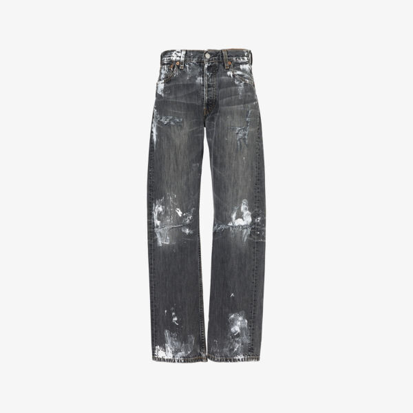 

Джинсы прямого кроя со средней посадкой и потертостями Jean Vintage, черный