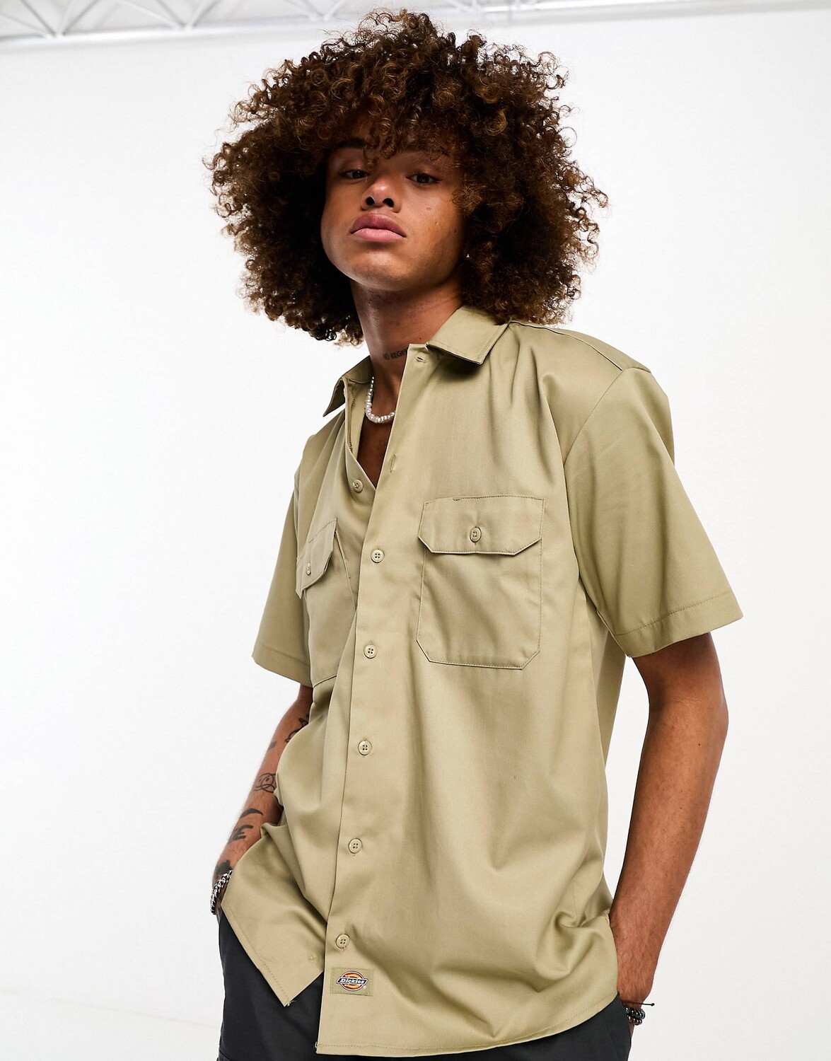 

Рубашка цвета хаки с короткими рукавами Dickies
