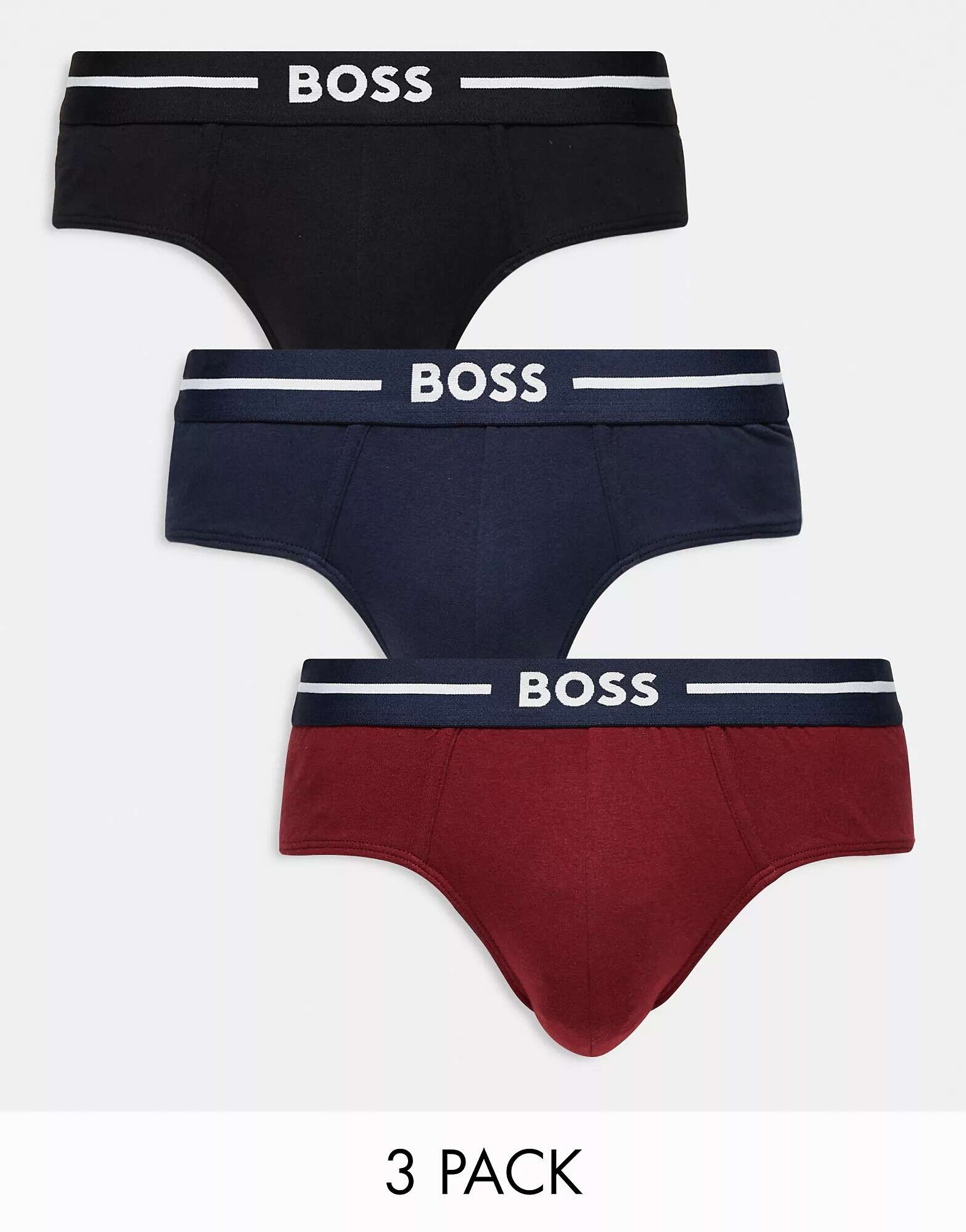 

Три пары трусов-хипстеров Boss Bodywear черного, красного и синего цвета