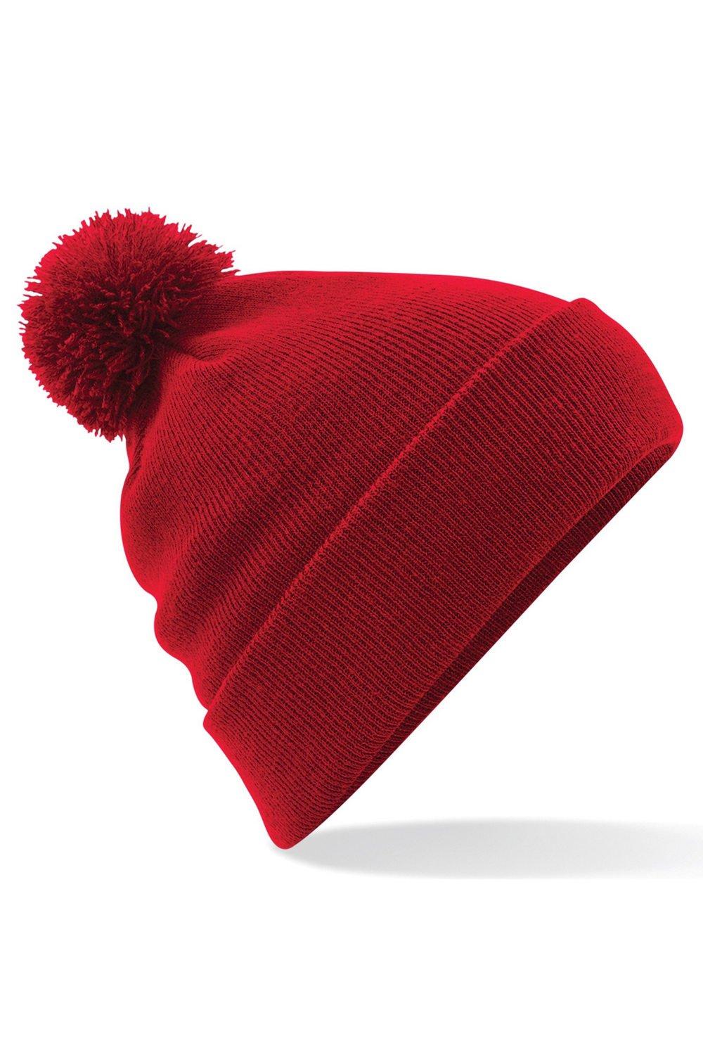 Оригинальная зимняя шапка-бини с помпоном Beechfield, красный оригинальная зимняя шапка бини с манжетами beechfield красный