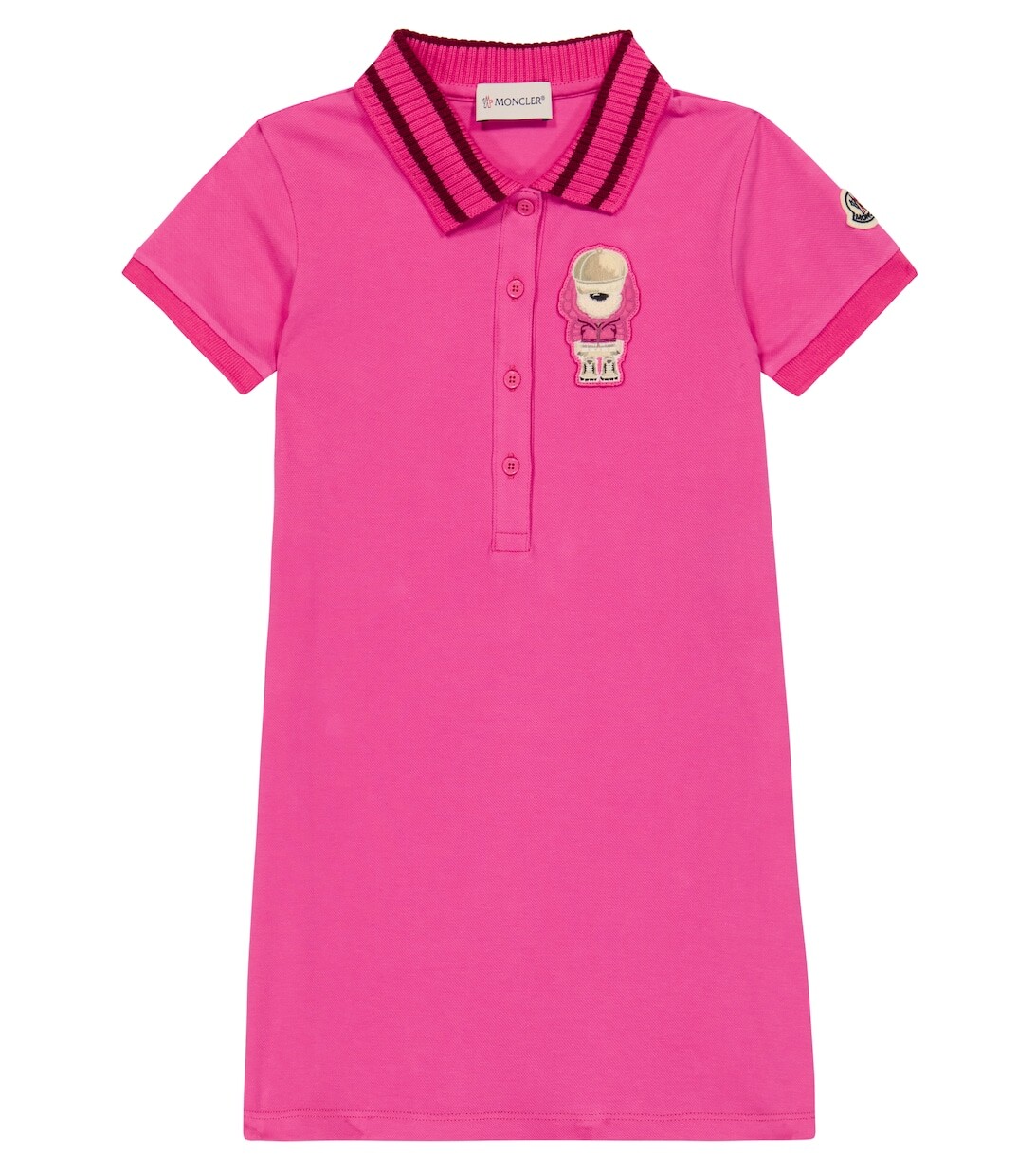 

Платье-поло из смесового хлопка пике Moncler Enfant, розовый
