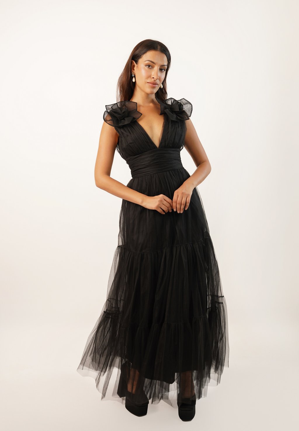 Вечернее платье Chana Maxi Lace & Beads, черный