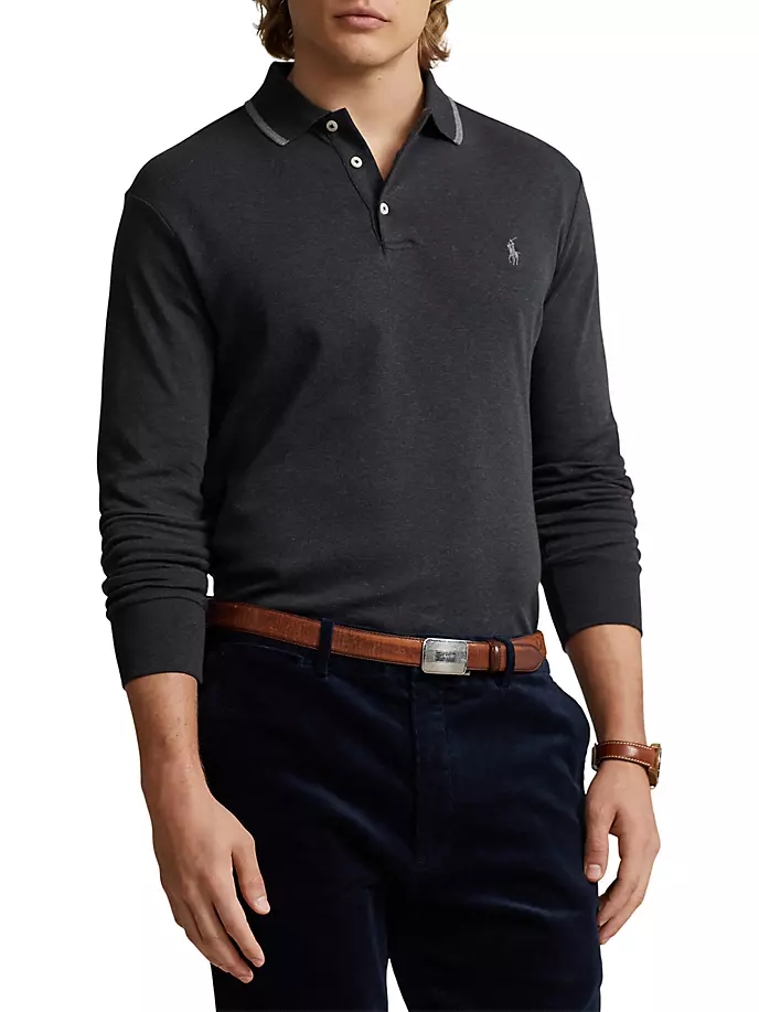 

Рубашка-поло с длинными рукавами Interlock Polo Ralph Lauren, цвет granite