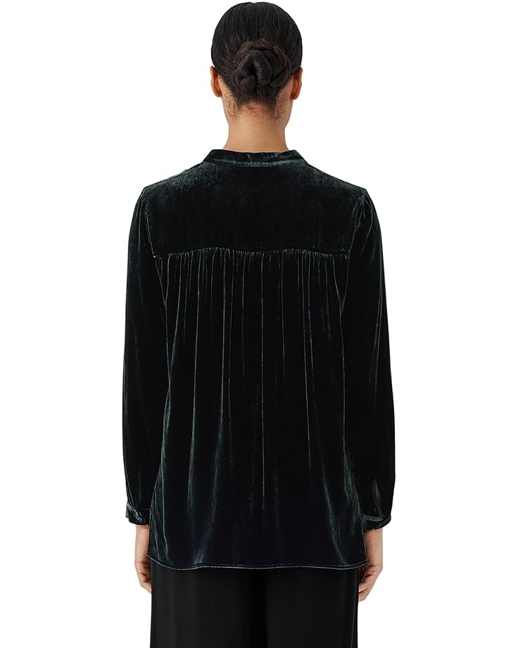 

Рубашка Eileen Fisher Mandarin Collar Long Shirt, цвет Ivy