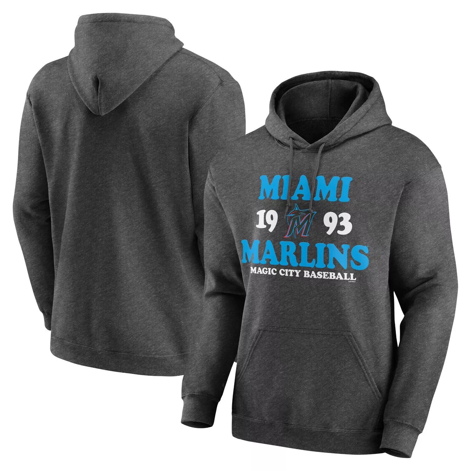 

Мужской темно-серый пуловер с капюшоном Fanatics Miami Marlins Fierce Competitor
