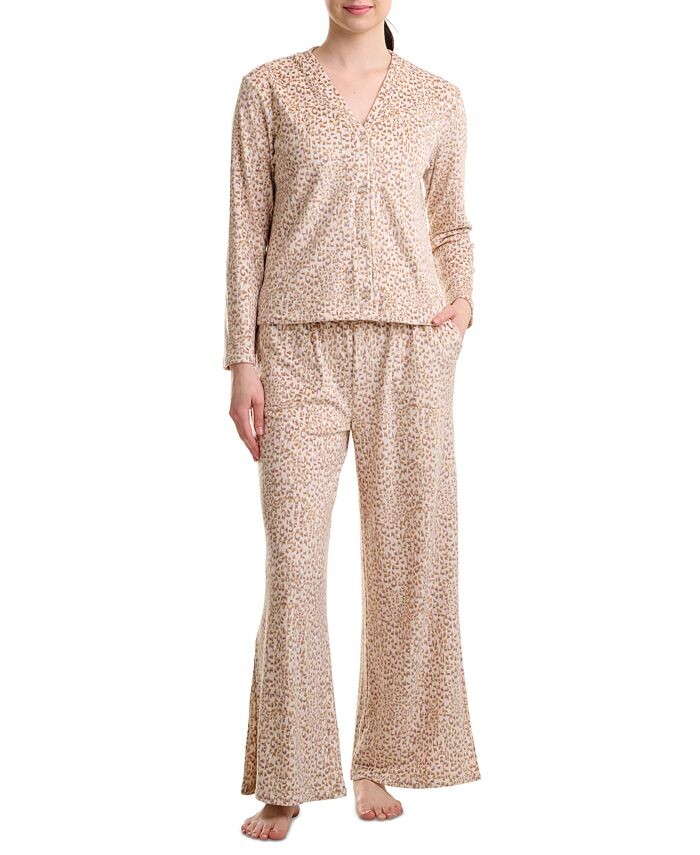 

Женские 2 шт. Пижамный комплект на пуговицах спереди Splendid, цвет Ikat Leo