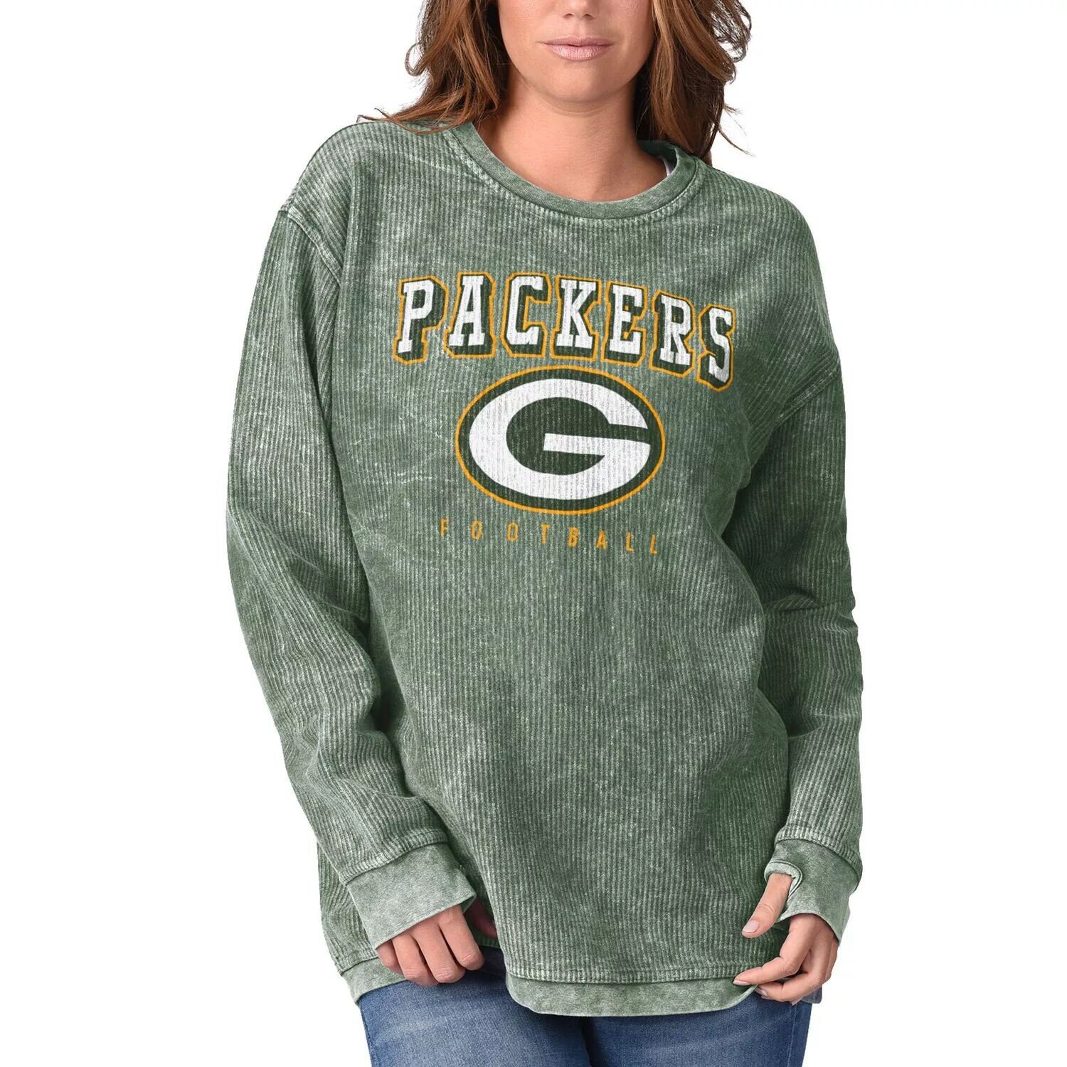 

Женский удобный вельветовый пуловер G-III 4Her от Carl Banks Green Green Bay Packers G-III
