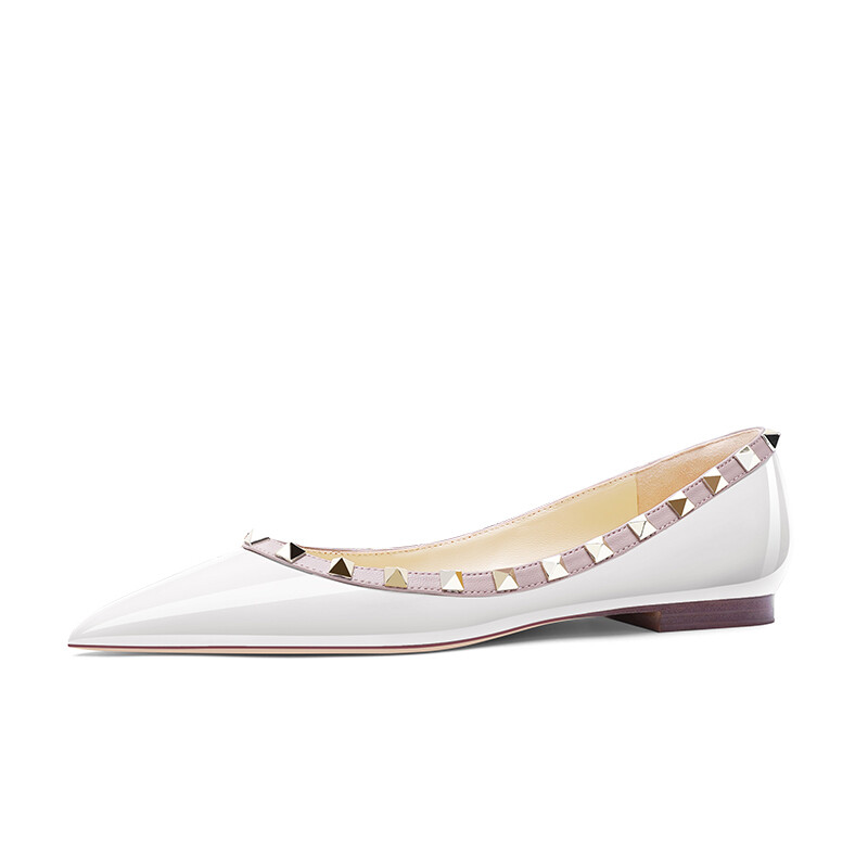 

Туфли женские повседневные Women's Casual Shoes Women's Lukecsion, цвет Black patent leather with rivets (flat bottom)