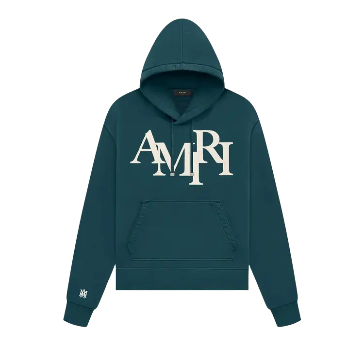 

Худи Amiri Staggered Logo 'Rain Forest', зеленый