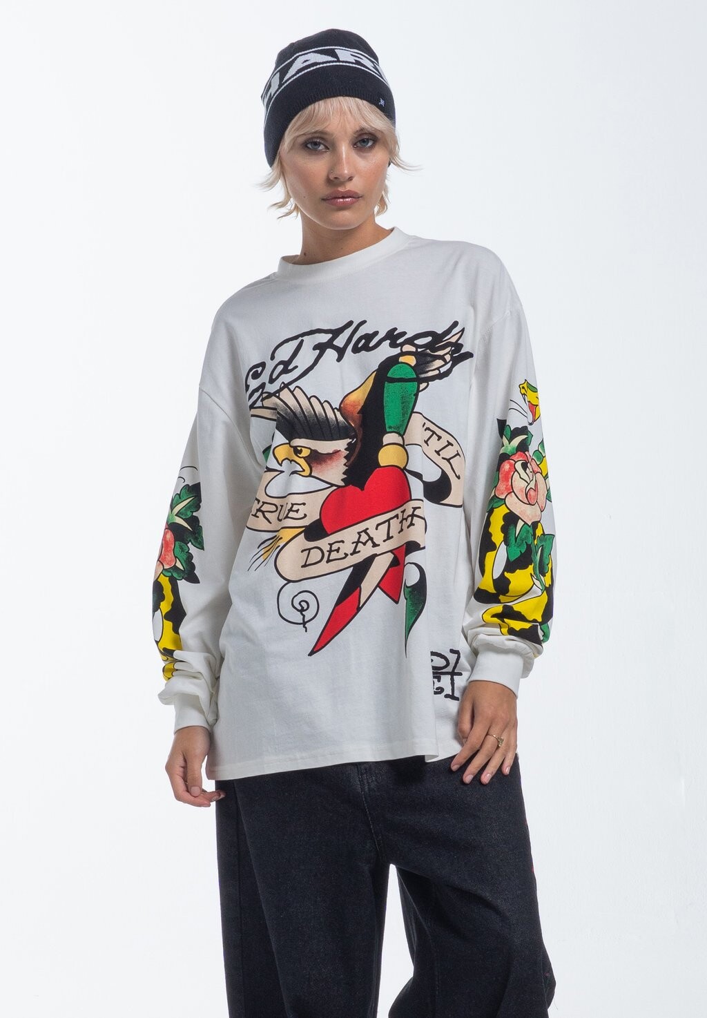 

Футболка с длинным рукавом True Till Rose Snake Ed Hardy, белый