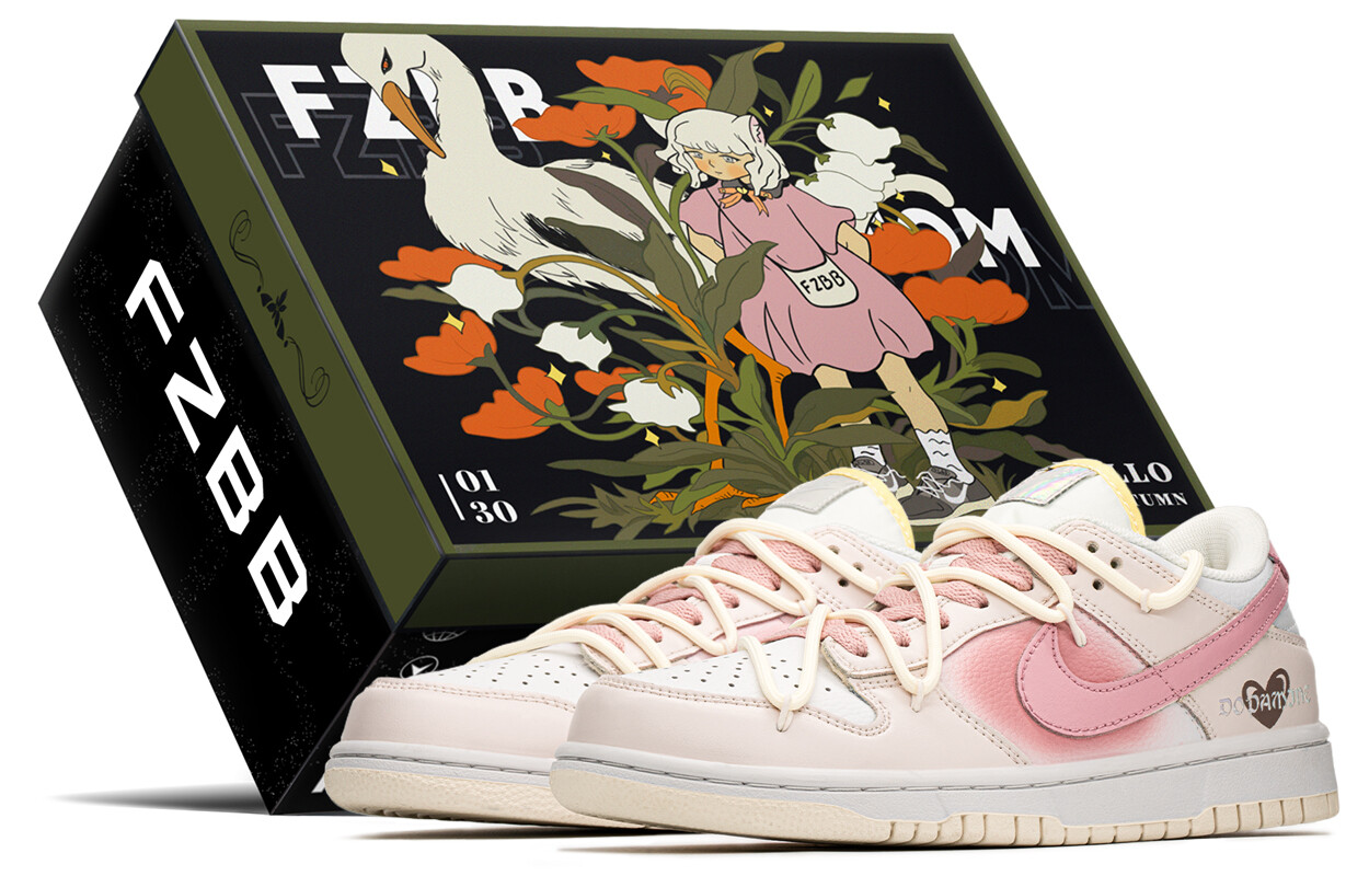 

Кроссовки Nike Dunk Skateboarding Shoes Women's Low-top Beige/Pink, белый/фиолетовый