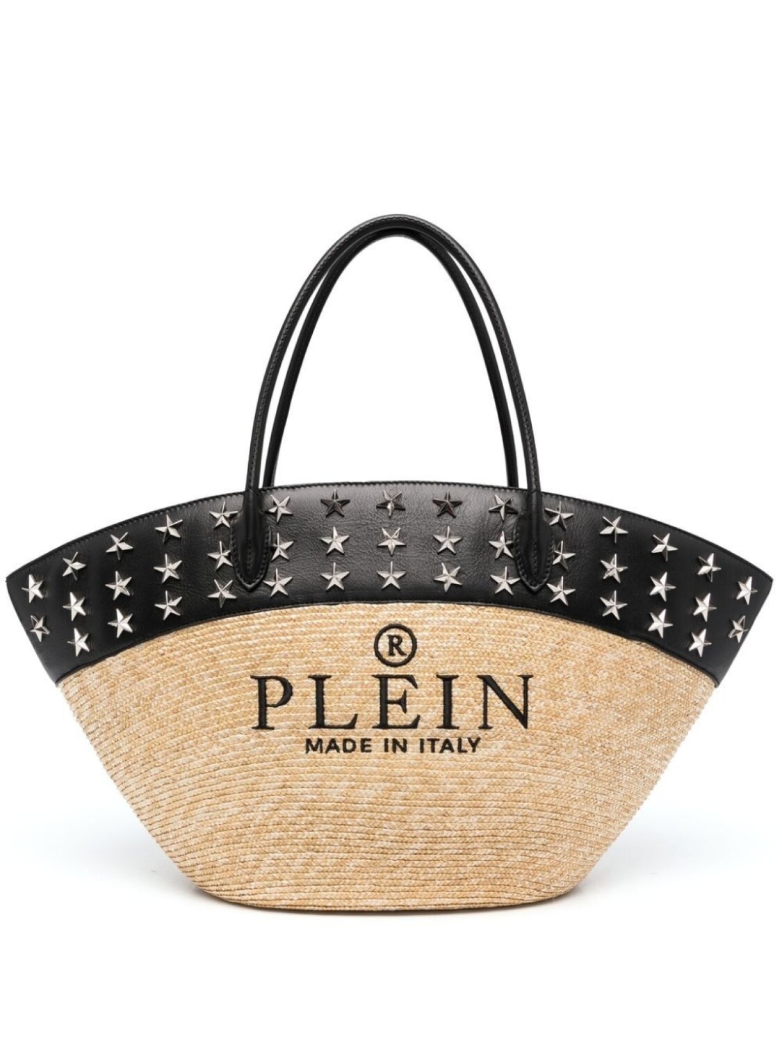 

Philipp Plein сумка-тоут из рафии с вышитым логотипом, нейтральный цвет