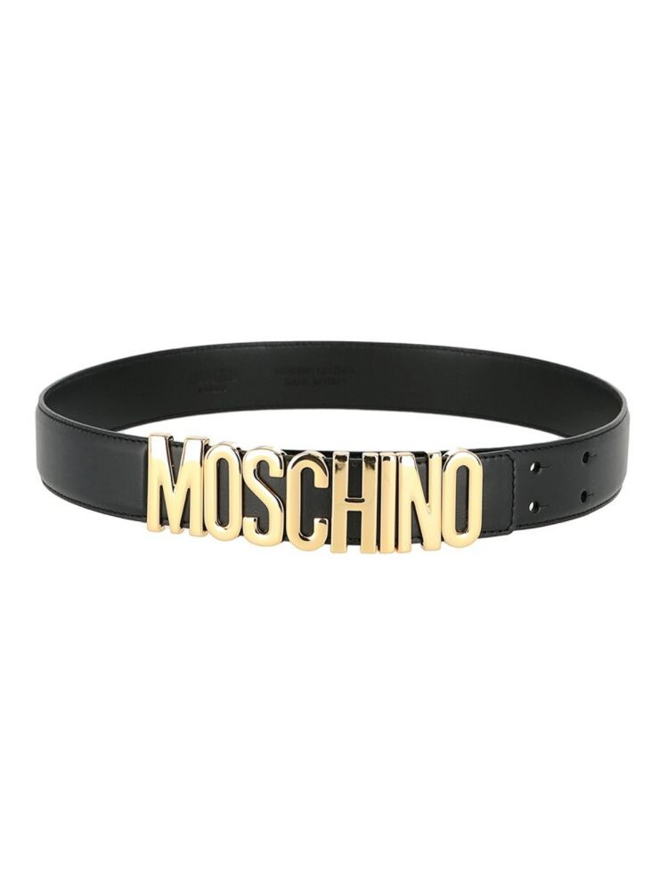 

Кожаный ремень с логотипом Moschino, черный