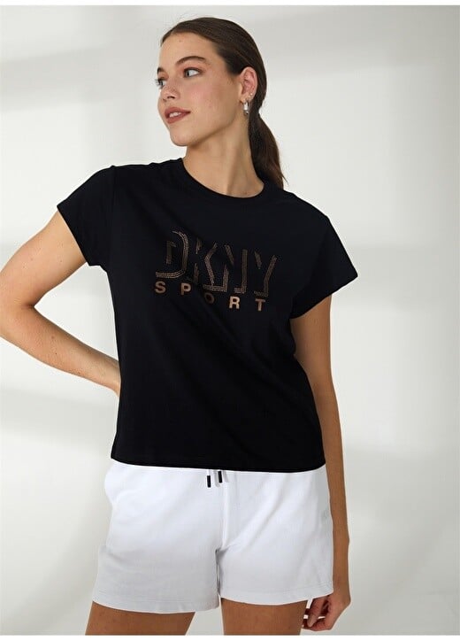 

Простая черная женская футболка с круглым вырезом Dkny Jeans, Черный, Простая черная женская футболка с круглым вырезом Dkny Jeans