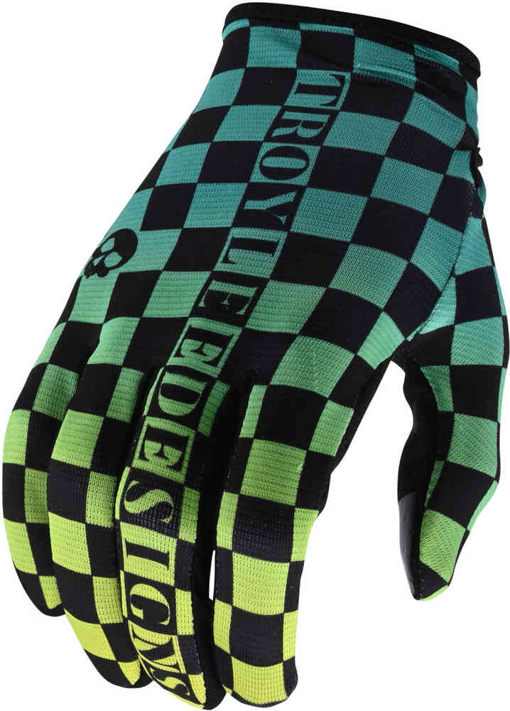Велосипедные перчатки Flowline Checkers Troy Lee Designs, черный/зеленый/желтый
