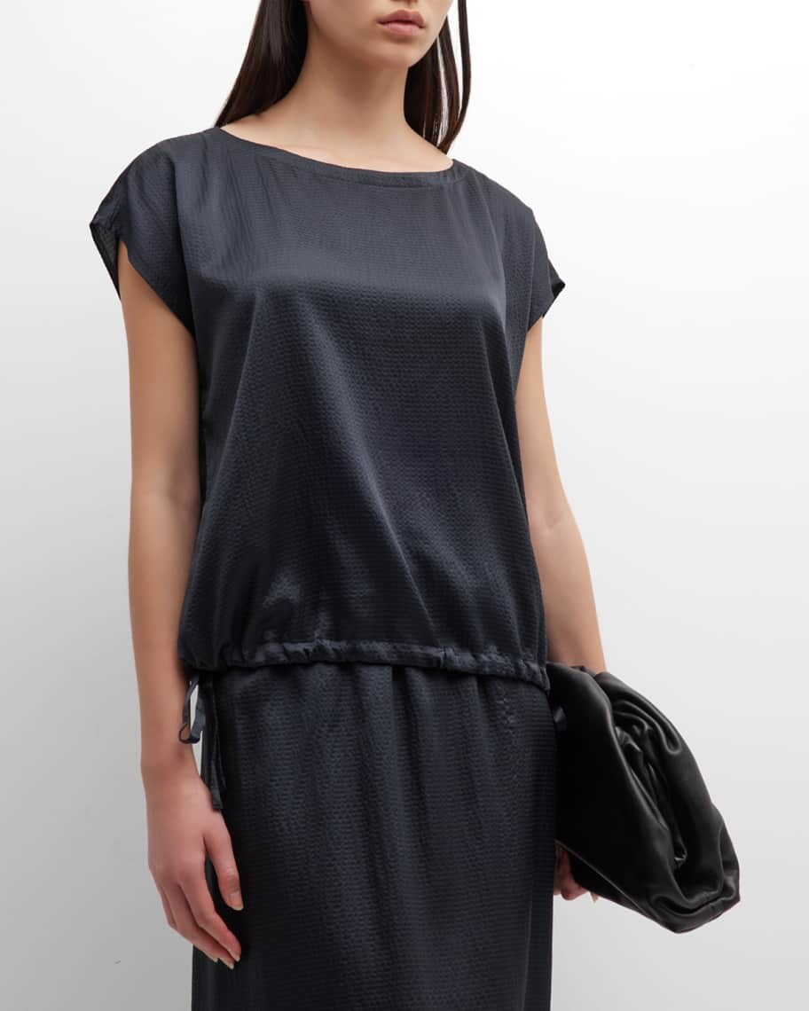 

Шелково-хлопковая рубашка со складками и кулиской Eileen Fisher