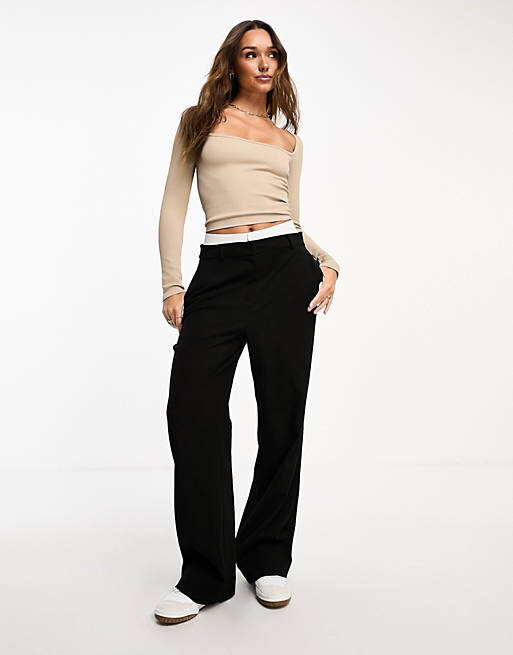 

Бесшовный топ с длинными рукавами и круглым вырезом ASOS DESIGN