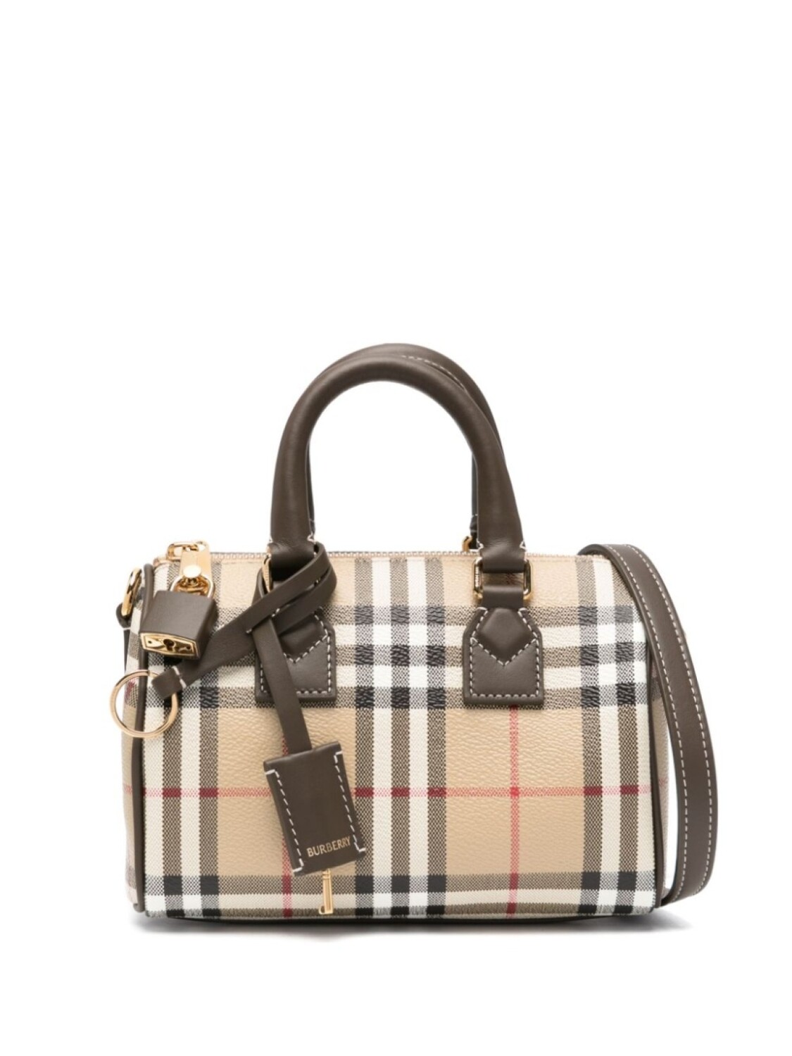 

Burberry мини-сумка через плечо в клетку, коричневый