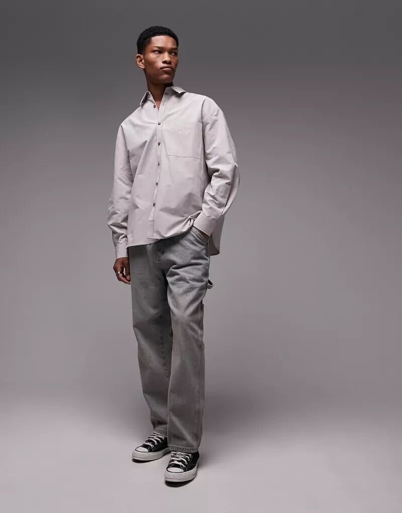 

Рубашка оверсайз с острым воротником и длинными рукавами Topman Limited