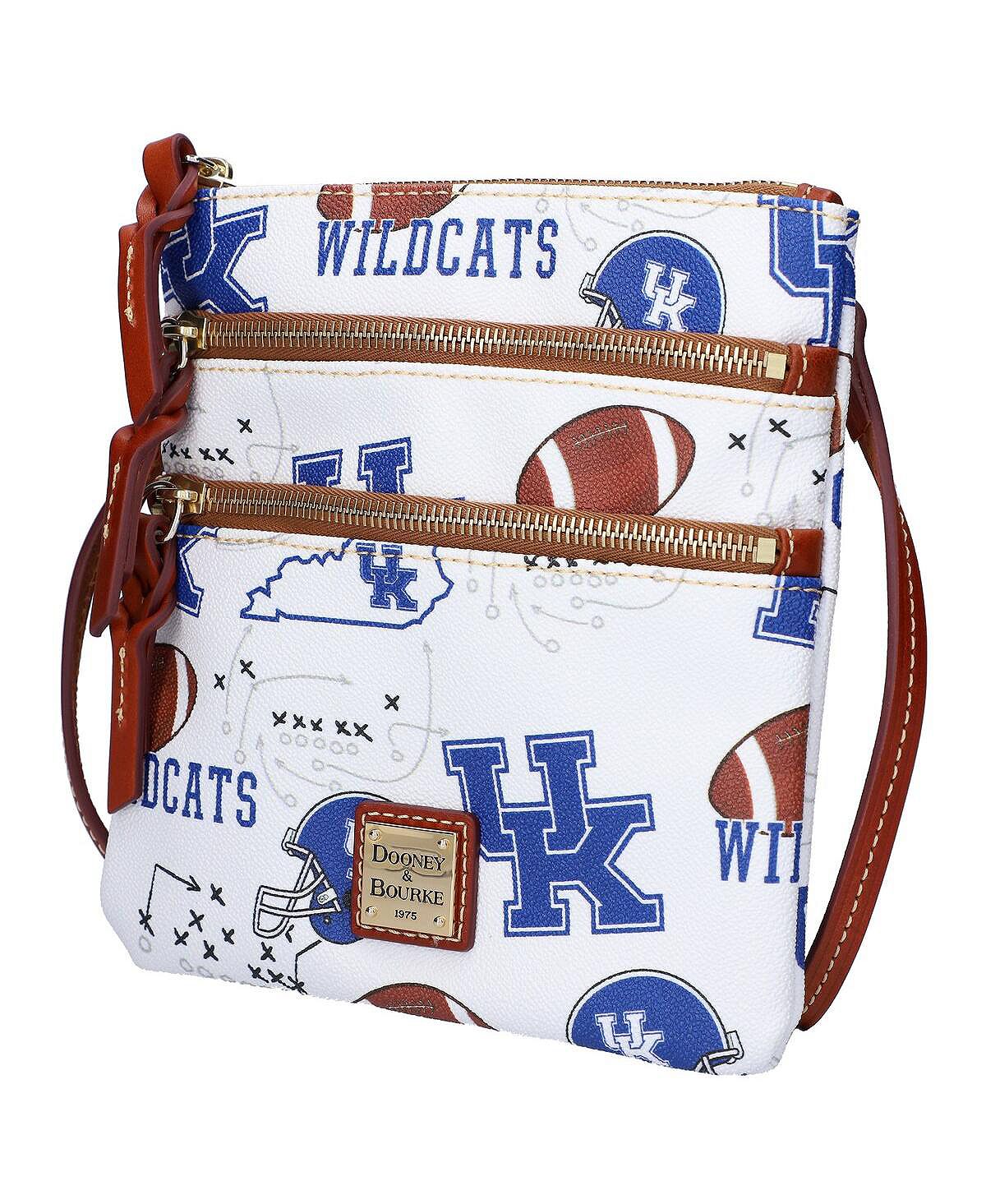 

Кошелек через плечо с тройной молнией Kentucky Wildcats College Game Day Dooney & Bourke, белый